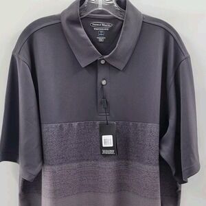 Pebble Beach‎ Performance Mens XXL Polo Shirt Grey Heathered Stripe Golf Top NWT